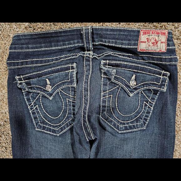 True Religion 27x30 Jeans Disco Joey Big T Flaps Flare - Picture 8 of 10